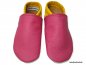 Preview: Lederpuschen pink-gelb Schlicht
